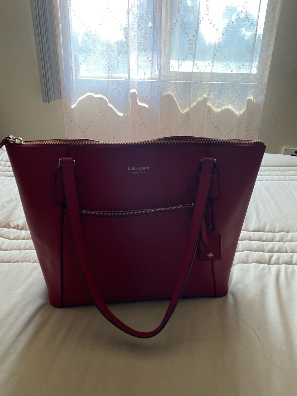 kate spade New York Red Leather Tote Bag